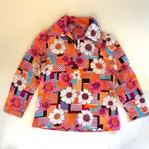 Vtg 70’s Style Floral Long Sleeve Top